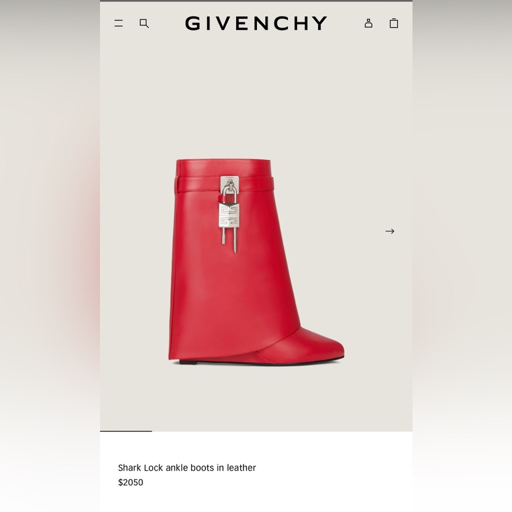 Givenchy Red Ankle Boots with Lock Detail - Picture 9 of 9